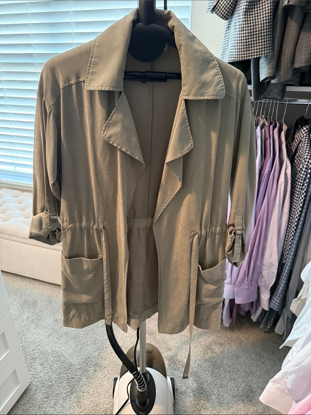 BE COOL Olive Taupe Utility Jacket with Drawstring Waist
